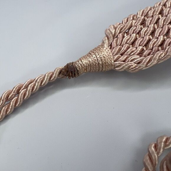 Vintage Shell Tie Pink Belt One Size Woven Rope Braided Waist Hippie Boho  80s - Picture 5 of 7